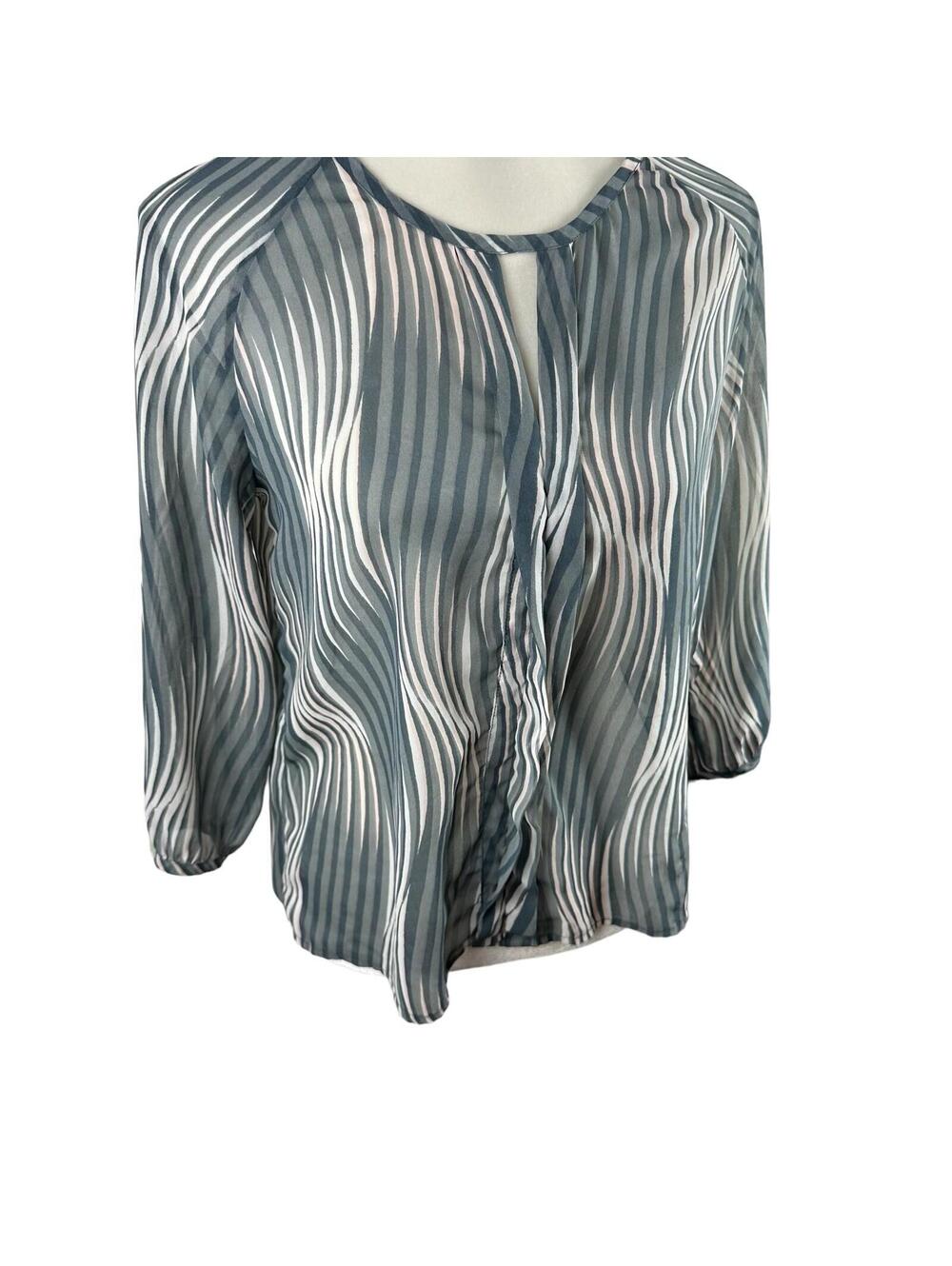 Womens Banana Republic Printed Long Sleeve Blouse Career Workwear Small Key Hole